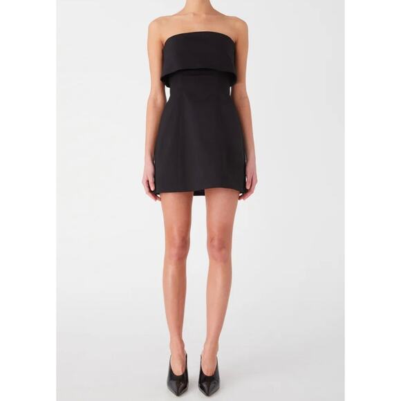 REVOLVE Misha Black Strapless Mini Dress LBD Structured Modern Minimalist XL - Picture 2 of 11